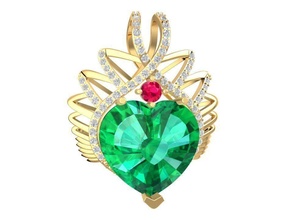 beautiful heart emeral pendant 1869 jewelry fashion accessories gold diamond man men woman women unisex design pendants 3d print model - Mito3D