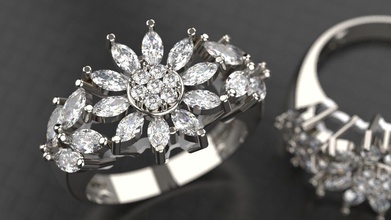 beautiful marquise ring jewelry marquisering diamant diamond emerald engagement gem gemstone gold jewel fashion printable silver engagem jewellery wedding rings 3d print model - Mito3D
