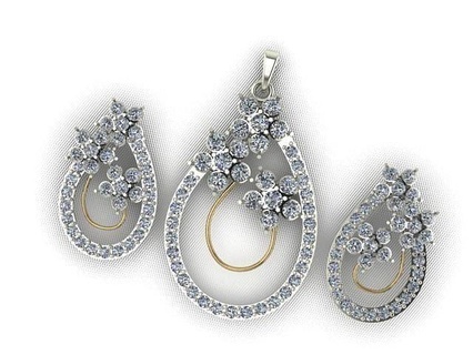 beautiful pendant set gold silver jewel jewelry jewellery pendants necklace stones gems printable diamond gem brilliant white engagem fashion beauty ring 3d print model - Mito3D