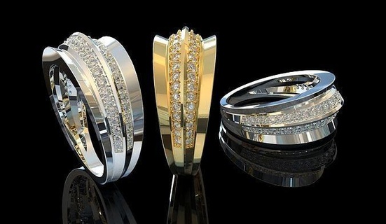 beautiful ring jewelry gold silver printable diamond gem fashion men women unisex gems stonesetting prongset prongs brilliant band stylish unique rings 3d print model - Mito3D