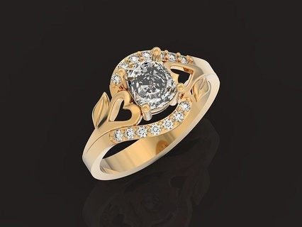 beautiful ring hearts stones jewelry engagement gold love gem diamond heart luxury creative design jewel engagem rings 3d print model - Mito3D