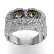 hermoso anillo búho imprimible joyería canalla diamante exclusivo oro moda joya rhiho cnc mujer plata anillos 3d print model - Mito3D