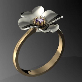 beautiful ring pansy flower jewelry diamond printable rings cad wedding gems female women brillant exclusive fashion gold rhiho cnc romance 3d print model - Mito3D