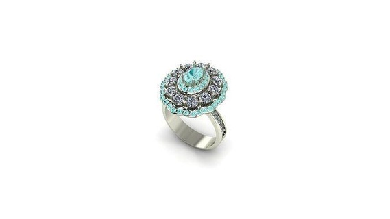 beautiful ring set diamonds paraiba jewelry rings gold printable diamond silver jewellery jewel cabachon jewellry 3d print model - Mito3D