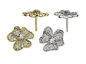 hermosos aretes de azures la joyería stud los diseños flor patrón azure filete oro diamantes las gemas esmeraldas arete anillo gem el diamante plata anillos piedras preciosas 3d print model - Mito3D