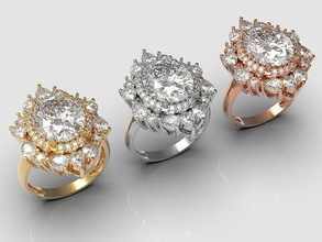 lindo tradicional diamante anel oval pedra ouro joalheria prata imprimível jóia casamento noivado platina brilhante branco moda beleza esterlina gema rubi argolas 3d print model - Mito3D