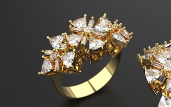 beautiful triangle ring jewelry royal gem billiard diamond fashion gold silver platinum wedding engagement engagem brilliant 3d model sterling printable rings 3d print model - Mito3D