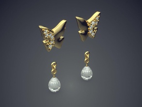 belo exclusivo em forma de borboleta ouro, brincos jóia jóias brinco diamante brilhantes o cad gem platina printable prata ouro detalhe design 3d print model - Mito3D