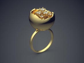 beautiful unique tulip-like engagement ring diamonds gold jewel jewellery jewelry rings wedding diamond brilliant cad gem platinum printable silver design 3d print model - Mito3D