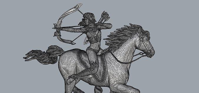 hermoso guerrero stl personaje modelo caballo tiro arco animal caracteres juego imprimible escultura decorativo duende mago malla electrónico Ingenieria criatura pasatiempo bricolaje diy mecánico partes 3d print model - Mito3D