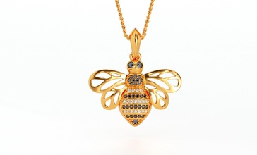 magnifique pendentif abeilles d'or diamants beautifull or abeille les mode beauté imprimable d'argent le diamant neklace cad bijoux platine la guêpe pendentifs 3d print model - Mito3D