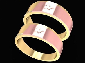 beautifull royal wedding rings 2504 jewelry fashion accessories gold diamond design 3d print model - Mito3D