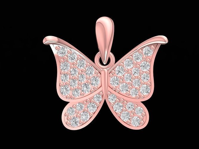 Schönheit Diamant Schmetterling Anhänger 3161 Schmuck Mode Zubehör Gold Frau Frauen Design Tier Mädchen 3D print model - Mito3D