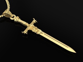 lindo pingente espada joalheria homens senhores presente jóias stl cafajeste ouro prata colares imprimível obj impressão exclusivo pingentes épico guerreiro 3d print model - Mito3D