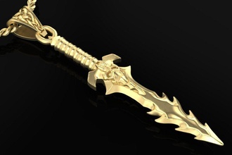 lindo pingente espada joalheria homens senhores presente jóias stl cafajeste ouro prata colares imprimível obj épico guerreiro impressão exclusivo pingentes 3d print model - Mito3D