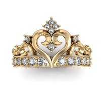 beautyful anillo de la corona joyería el diamante imprimible princesa los anillos cad femenino las mujeres brillante exclusivo 3dm stl obj moda cnc rinoceronte matriz 3d print model - Mito3D