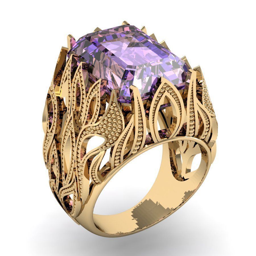 bello anillo esmeralda joya joyería diamante canalla stl gemas oro plata collares imprimible brillante libra esterlina zafiro rubí compromiso amatista anillos 3D print model - Mito3D