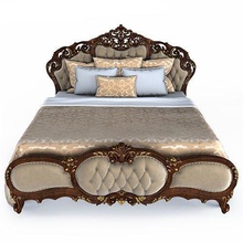 bed classic 4 bedroom furniture luxury gold decoration vintage ornate retro design antique pillow fashion elegant leather family style comfort house 3d print model - Mito3D