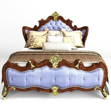 bed classic 9 bedroom furniture luxury gold decoration vintage ornate retro pillow design cushion antique sofa family art room wood rest house 3d print model - Mito3D