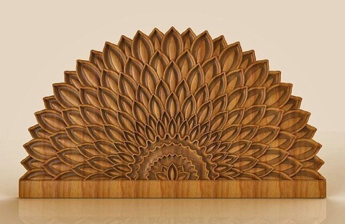 cama cabeceira flor pétalas casa mobília acessórios decoração 3dmodel cnc escultura madeira marcenaria gravação esculpido interior 3d print model - Mito3D
