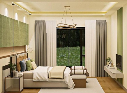 yatak odası tv korona 3dsmax modern 3 iç modeller çeşitli yeşil tasarım ev oda Ortaçağa ait mimari 3d print model - Mito3D