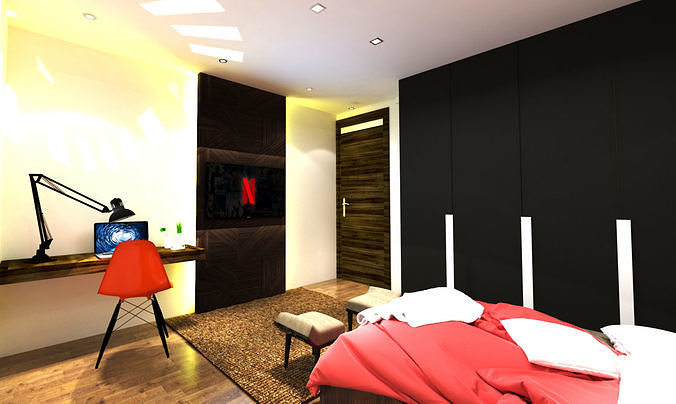 Camera letto interni camera mobilia lusso divano comfort sedia Casa 3D print model - Mito3D