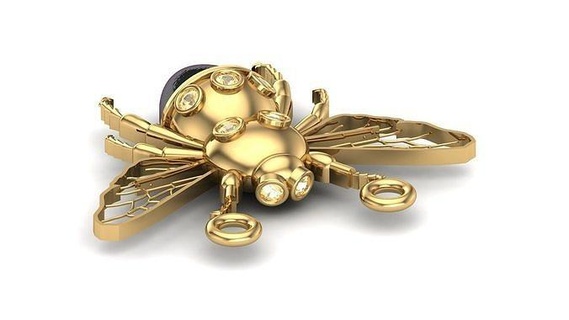 bee 3d model jewellery gold printable jewelry silver nature necklace yellow bumble wasp honeybee honey insect animal fly wing beetle hip hope pendants 3d print model - Mito3D