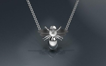 bee flower pendant - 3d jewelry pg-244 necklace printable art design ring earring ear cuff engagement joyas colgantes pendientes pendants 3d print model - Mito3D