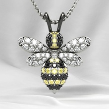 bee gold pendant fly jewel gem 3dprint wax rhino print sapphire zircon brilliant diamond wasp insect necklace luxury ruby bug jewelry pendants 3d print model - Mito3D
