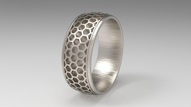 panales de abejas hombre la banda los anillos nosotros tamaño oro anillo joya el platino aluminio imprimible plata joyería metálico brillante sterling diamante gem 3d print model - Mito3D