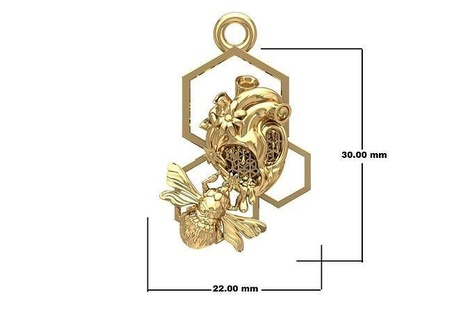 bee pendant jewelery jewelry gold silver ring diamond printable rings jewellery jewel pendants 3d print model - Mito3D