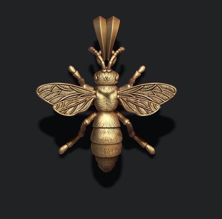 bee pendant jewellery gold printable necklace yellow bumble wasp honeybee honey insect animal fly wing beetle hip hope pendants jewelry 3D print model - Mito3D