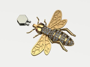 abelha pingente jóias ouro luxo de prata printable colar a arte animais outros gem branco sterling jóia bugs insetos pingentes 3d print model - Mito3D