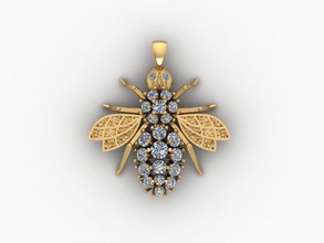 bee pendant gold m 99 jewelry diamond gem jewellery printable pendants 3d print model - Mito3D