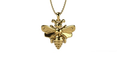 bee pendant jewelry yellow gold white silver printable pendants necklace wasp 3d print model - Mito3D