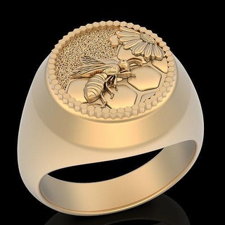 bee ring silver gold printable jewelry 3d model trend fashion fantasy zbrush insect wedding engagment sterling rings statue wwasp 3d print model - Mito3D