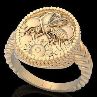 bee ring silver gold sterling printable jewelry 3d model wedding engagement platinum insect trend fashion fantasy honey statue sculpture rings 3d print model - Mito3D