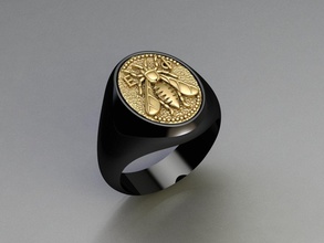 abeja sello sólido anillos in eu tamaños joya oro david yurman hombres hombre moneda antiguo plata invertebrado joyería 3d print model - Mito3D