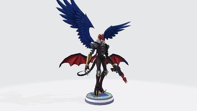 beelzemon x statue of demon wings digimon monster anime cartoon 3d games toys 3d print model - Mito3D