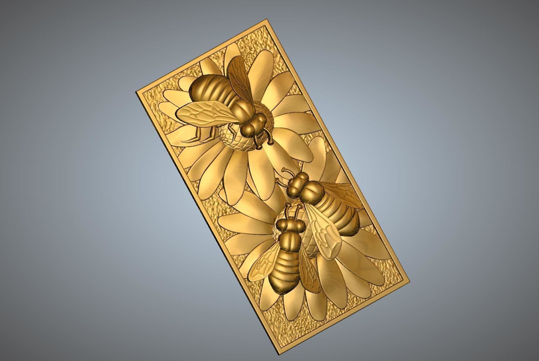 bees frame art design texture decoration interior abstract sepia wealth luxury vintage 3D print model - Mito3D