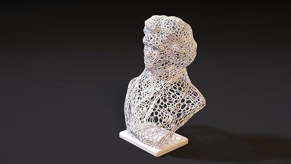 Beethoven buste statue sculpture homme art sculptures allemand compositeur pianiste Ludwig van Accueil maison figure filaire voronoi décor lampe câble 3d print model - Mito3D