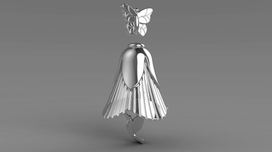 bell pingente de flor kalibri jóias jetranger prata ouro borboleta gem flowerbell pingentes 3d print model - Mito3D