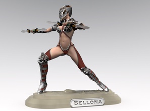 bellona attack pose art sculpture statue woman figure action gladiator armor blades weapon chainmail printable figurine character 3dprint warrior sculptures armour 3d print model - Mito3D
