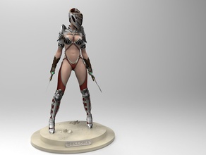 bellona ready pose sculpture statue art woman figure gladiator weapon blades armor chainmail figurine printable character 3dprint warrior sculptures armour 3d print model - Mito3D