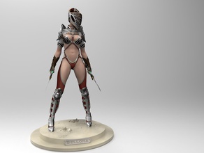 bellona bereit pose skulptur statue kunst frau zahl gladiator waffe klingen rüstung kettenhemd figur druckbar charakter 3dprint krieger skulpturen 3d print model - Mito3D