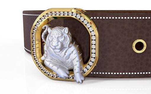 belt 02 - tiger jewelry lion cat animals gold animal wild silver ring fashion man style beautiful platinum cad design 3d print model - Mito3D