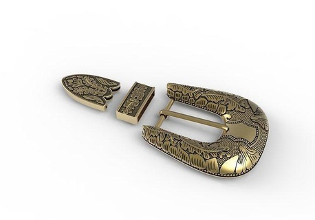cinturón hebilla retro mano tallado aleación cintura conjunto collar silla montar plata joyería patrón accesorios oro vaquero Clásico Arte deco joya 3d print model - Mito3D