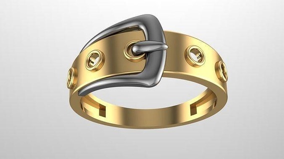 belt ring gold silver jewelry jewellery design fashion mold printable cowboy pant rings 3d print model - Mito3D