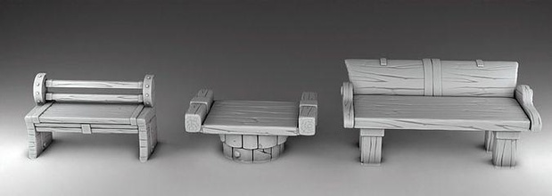 banc village bancs architecture chaise ferme décorer meubles intérieur conception décoration salon portrait statue image Cadre sculpture Galerie maison 3d print model - Mito3D