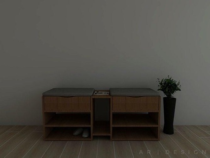 bench shoe storage furniture wood minimalism minimalist family seat interior wooden room house 3d print model - Mito3D
